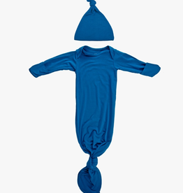 Three Little Tots Knotted Gown & Hat, Blue