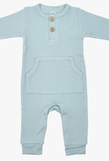 Three Little Tots Ribbed Playsuit w/ Pockets, Robin's Egg Blue