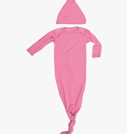 Three Little Tots Knotted Gown & Hat, Rose