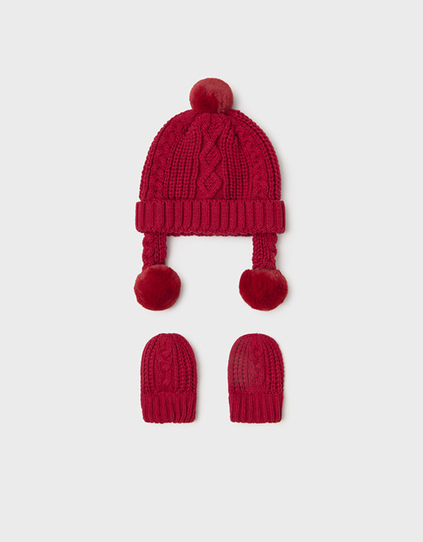 Mayoral Hat and Mittens Set, Cherry
