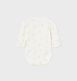 Mayoral Bodysuit, White w/Violet Flowers
