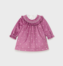 Mayoral Velvet Dress, Dark Pink w/Hearts