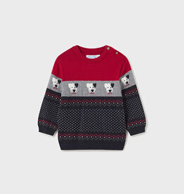 Mayoral Sweater, Red, Black, Gray with Dogs