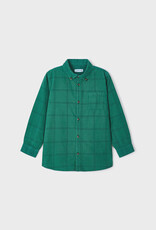 Mayoral Corduroy Button Down Shirt, Forest Green