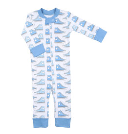 Magnolia Baby Zippered Pajamas, Sneakers, Carolina Blue