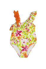 Mayoral Floral Swimsuit, Ruffle at Neck