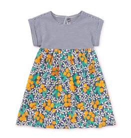 Tea Mixed Print Empire Dress / Orange Floral