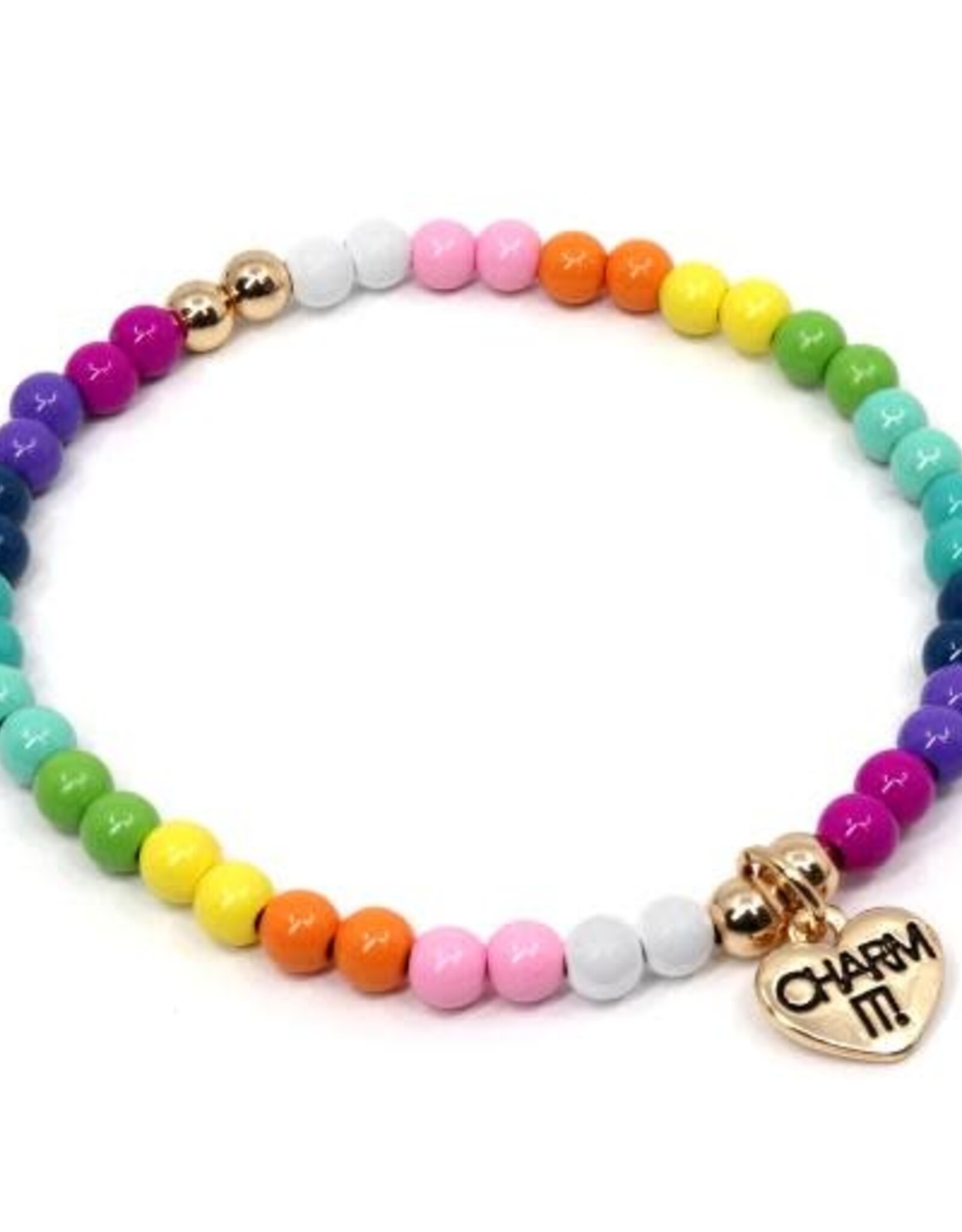 Charm It! Gold Rainbow Bead Stretch Bracelet