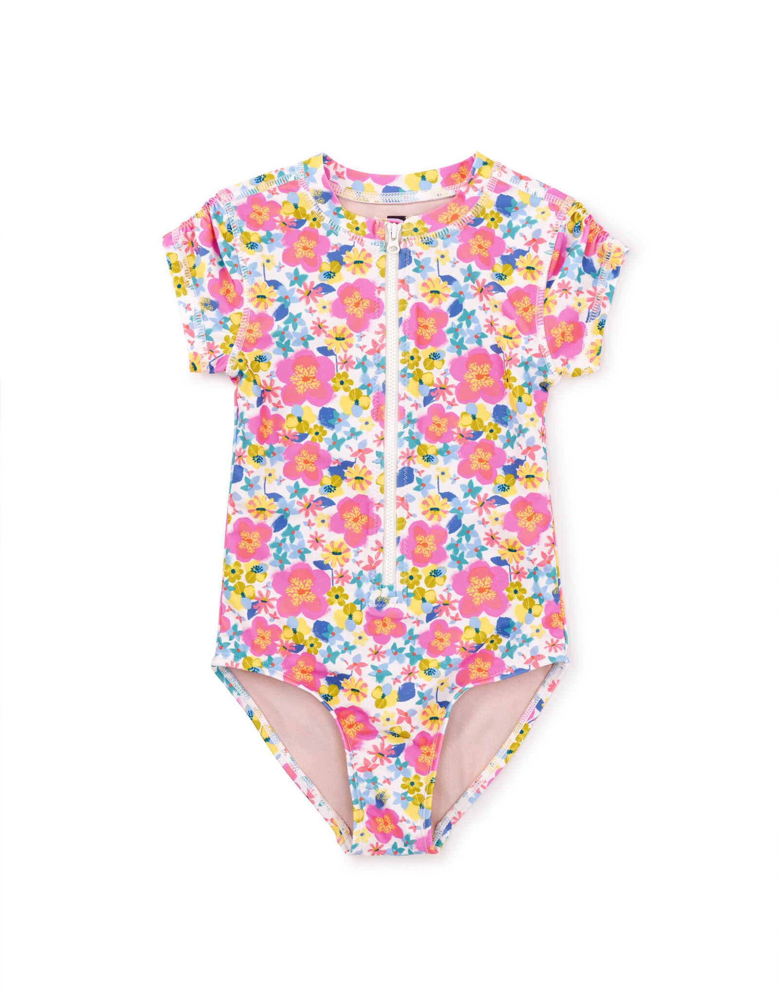 Tea Rash Guard One-Piece Swimsuit / Tropical Hibiscus Floral