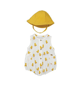 Mayoral Newborn Romper w/Hat, Ducks in Red Boots