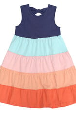 Color Block Twirl Dress, Indigo
