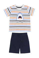 Shark Stripe Short Set, Light Blue
