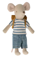 Maileg Tricycle Mouse, Big Brother w/Blue Striped Tee