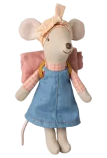 Maileg Hiker Mouse, Big Sister w/Denim Dress