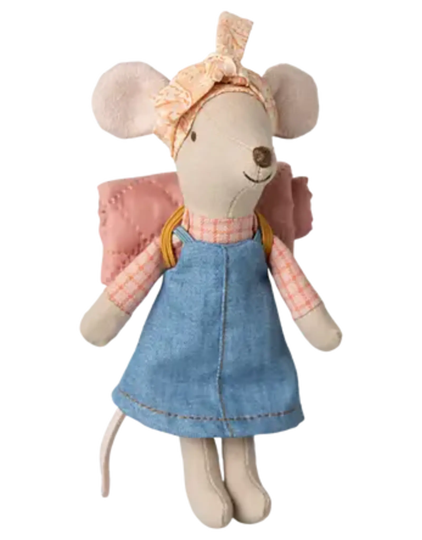 Maileg Hiker Mouse, Big Sister w/Denim Dress