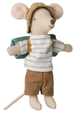 Maileg Hiker Mouse, Big Brother w/Blue Striped Tee