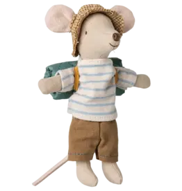 Maileg Hiker Mouse, Big Brother w/Blue Striped Tee