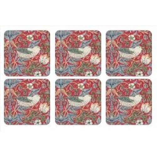 Pimpernel Coasters Strawberry Thief Red / Set of 6 Pimpernel Coasters Strawberry Thief Red / Set of 6