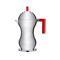 ALESSI ‘PULCINA’ Espresso Coffee Maker - 6 cup - Red Knob & Handle