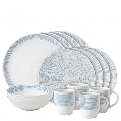 Royal Doulton ELLEN DEGENERES Polar Blue Dots 16 piece set Royal Doulton ELLEN DEGENERES Polar Blue Dots 16 piece set