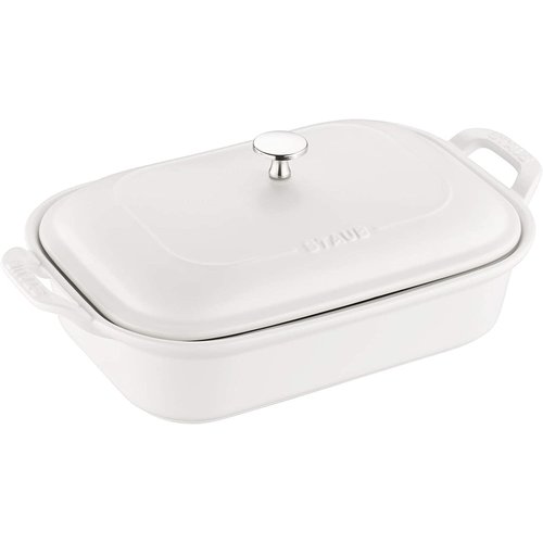 Staub STAUB RECTANGLE DISH WITH LID WHITE Staub STAUB RECTANGLE DISH WITH LID WHITE