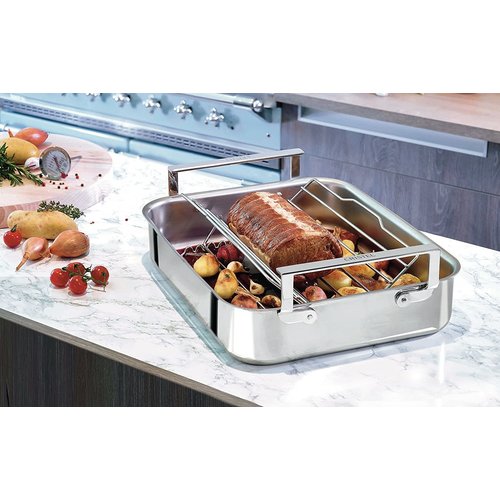Cristel USA Inc. CRISTEL Roaster 3 Ply 16.9 x 13 inches with Rack and Thermometer