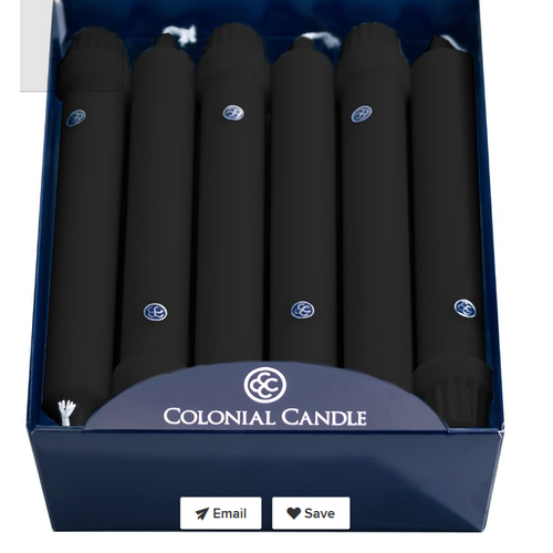 Colonial Candle COLONIAL Taper Candle 8” Black