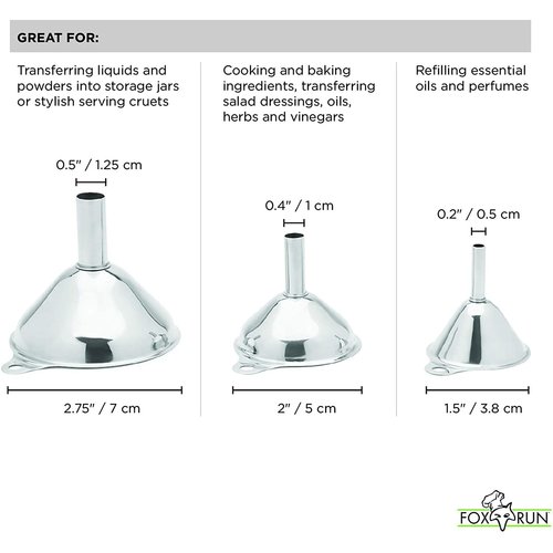 Fox Run Funnels Stainless Steel Set of 3