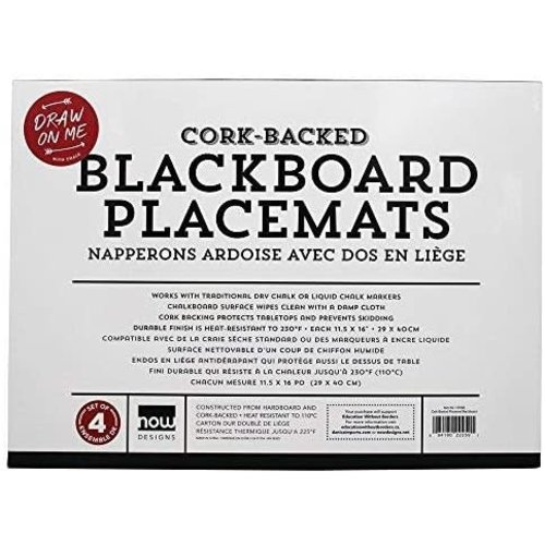 Now Designs PLACEMAT CORK-BACKED BLACKBOARD/ SET OF 4 Now Designs PLACEMAT CORK-BACKED BLACKBOARD/ SET OF 4