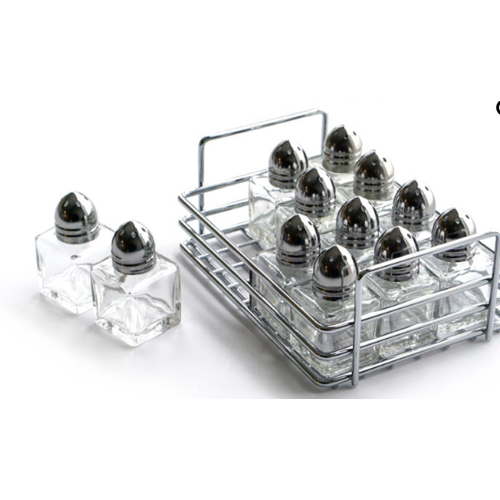 RSVP MINI SALT & PEPPER SHAKERS WITH RACK/ 12 PCS. RSVP MINI SALT & PEPPER SHAKERS WITH RACK/ 12 PCS.
