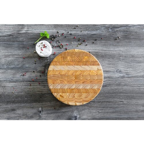 LARCH WOOD LARCH WOOD ROUND CHEESE BOARD