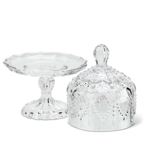 Abbott Butter Dish Pedestal Plate with Hearts Abbott Butter Dish Pedestal Plate with Hearts