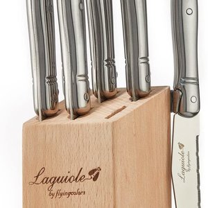 Laguiole Laguiole Steak Knife Set in Block Stainless Steel