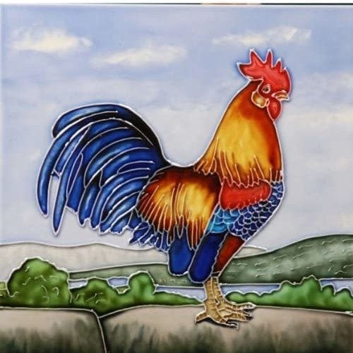 Benaya Handcrafted Art Decor Tile Cockerel 8 x 8 inches