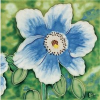 Trivet Tile Blue Poppy 6 x 6 inches