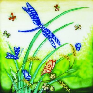 Benaya Handcrafted Art Decor Tile Dragonfly 8 x 8 inches