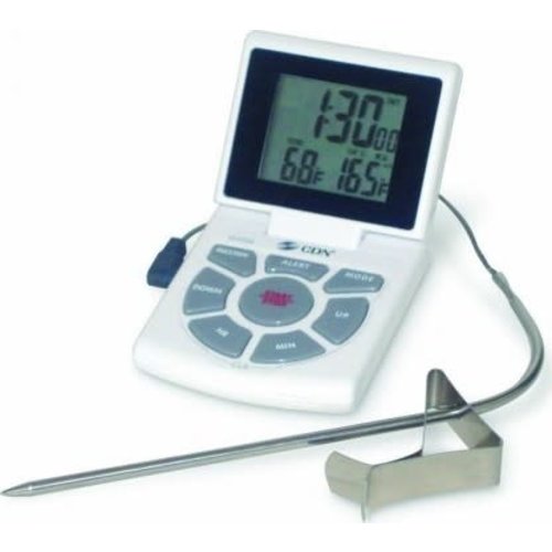 CDN Thermometer/Timer and Clock with Sensing Probe White CDN Thermometer/Timer and Clock with Sensing Probe White
