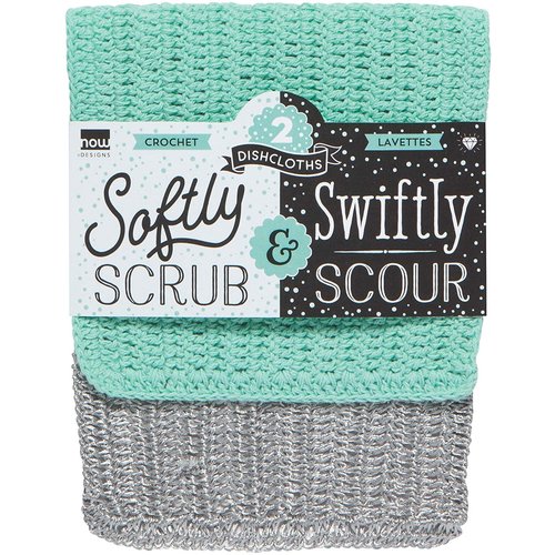 Now Designs Dishcloth/ Set of 2-Scrub & Scour Silver Now Designs Dishcloth/ Set of 2-Scrub & Scour Silver