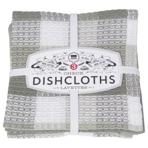 Now Designs Dishcloth Check London Gray Set of 3 Now Designs Dishcloth Check London Gray Set of 3