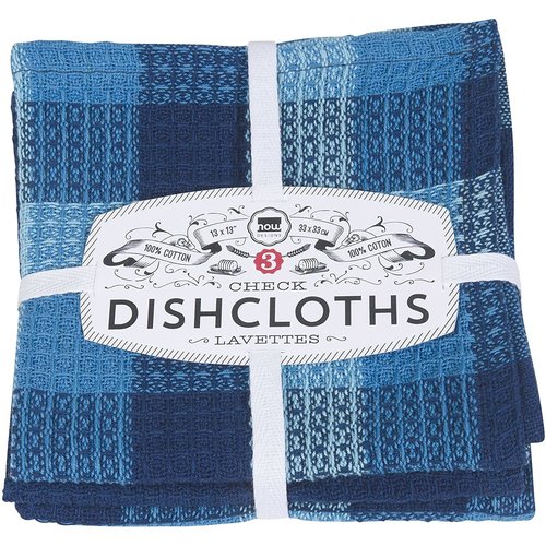 Now Designs Dishcloth Check Indigo Set of 3 Now Designs Dishcloth Check Indigo Set of 3