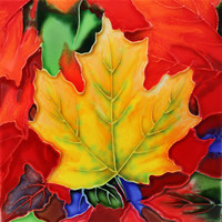 Trivet Tile Colourful Maple Leaves 6 x 6 inches