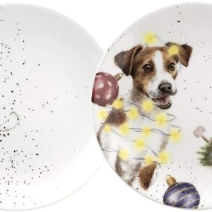 Wrendale WRENDALE COUPE PLATE 6.5” Dog & Mouse SET OF 2