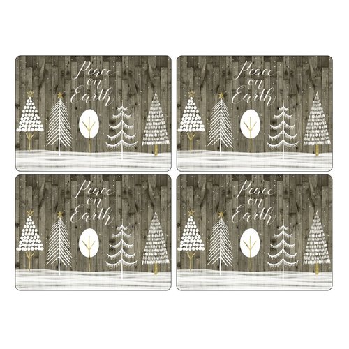 Pimpernel Placemat Set of 4 Wooden White Christmas Pimpernel Placemat Set of 4 Wooden White Christmas
