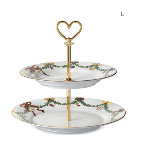 ROYAL COPENHAGEN CHINA Star Fluted Christmas 2-Tier Pastry/Tea Platter ROYAL COPENHAGEN ROYAL COPENHAGEN CHINA Star Fluted Christmas 2-Tier Pastry/Tea Platter ROYAL COPENHAGEN