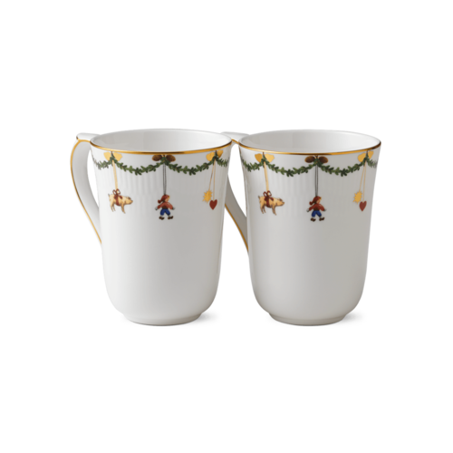 ROYAL COPENHAGEN CHINA Star Fluted Christmas Mug 11oz/Set of 2 ROYAL COPENHAGEN ROYAL COPENHAGEN CHINA Star Fluted Christmas Mug 11oz/Set of 2 ROYAL COPENHAGEN