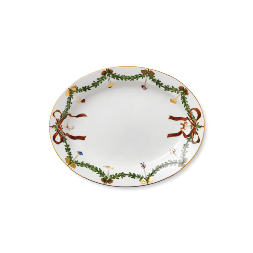 ROYAL COPENHAGEN CHINA Star Fluted Christmas Oval Platter Large 14.25" ROYAL COPENHAGEN ROYAL COPENHAGEN CHINA Star Fluted Christmas Oval Platter Large 14.25" ROYAL COPENHAGEN