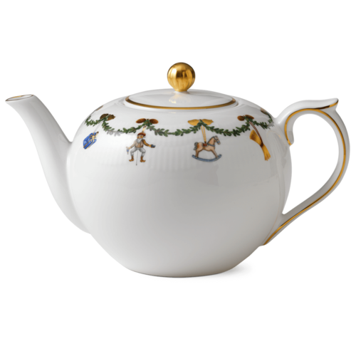 ROYAL COPENHAGEN  CHINA Star Fluted Christmas Teapot 1.5qt ROYAL COPENHAGEN