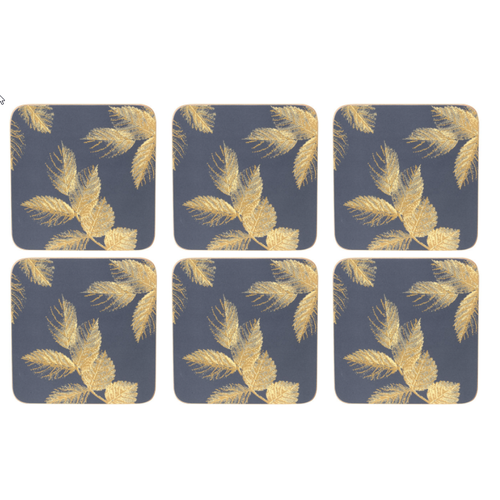 Pimpernel Coasters Leaves on Navy by Sara Miller / Set of 6 Pimpernel Coasters Leaves on Navy by Sara Miller / Set of 6