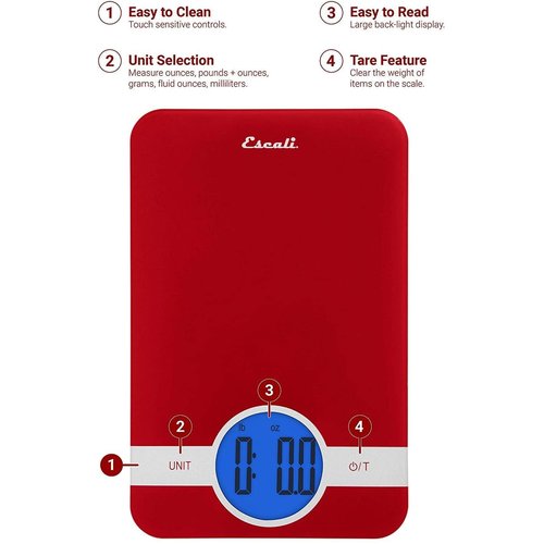 Escali ESCALI CIRO Digital Glass Scale - RED Escali ESCALI CIRO Digital Glass Scale - RED
