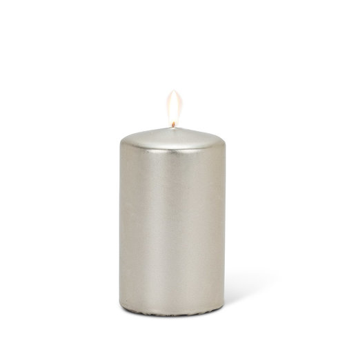 Abbott PILLAR Candle Small Satin Silver - 4" Abbott PILLAR Candle Small Satin Silver - 4"